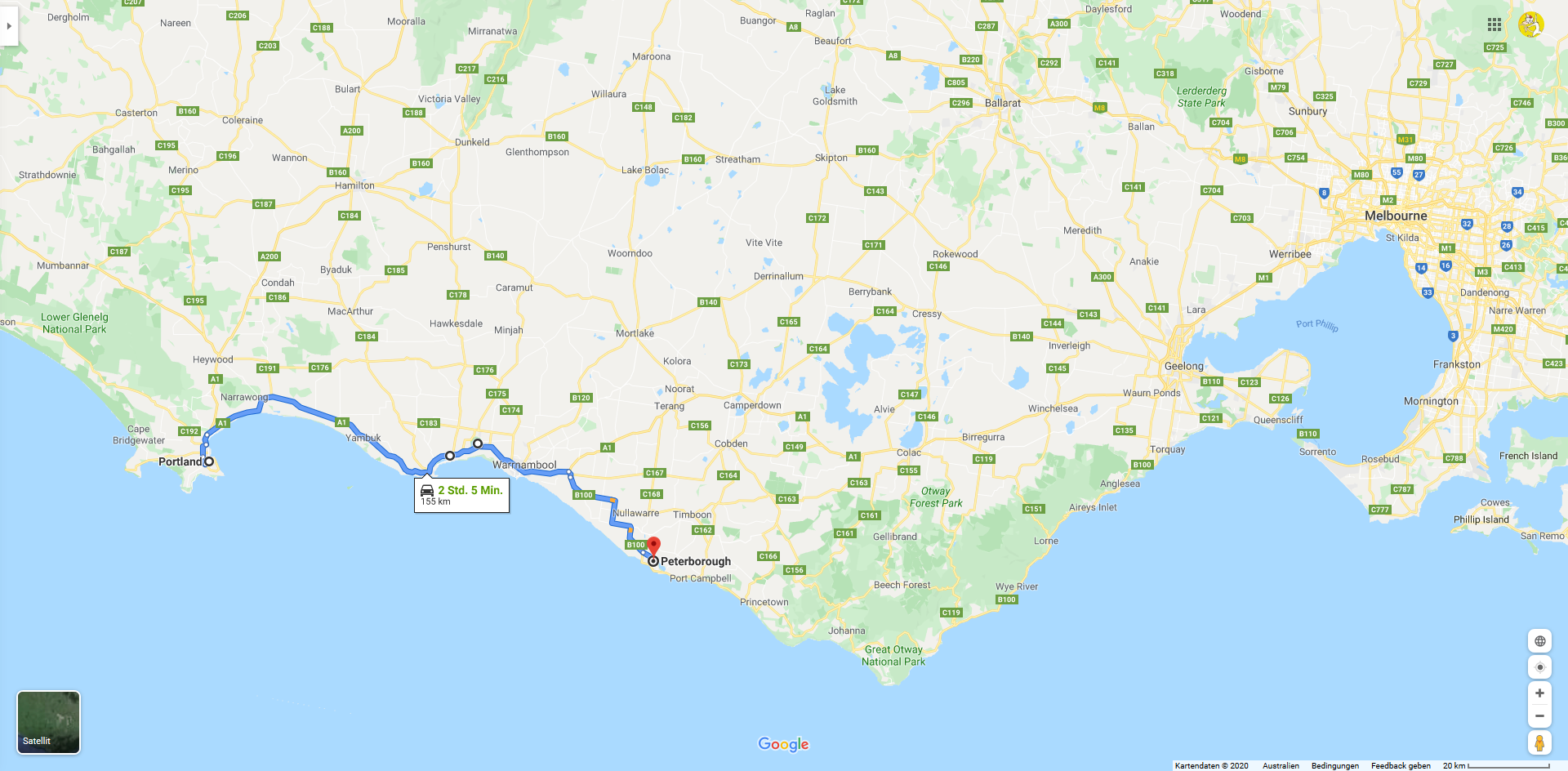 2019 12 17  09 01 Portland bis Peterborough Route